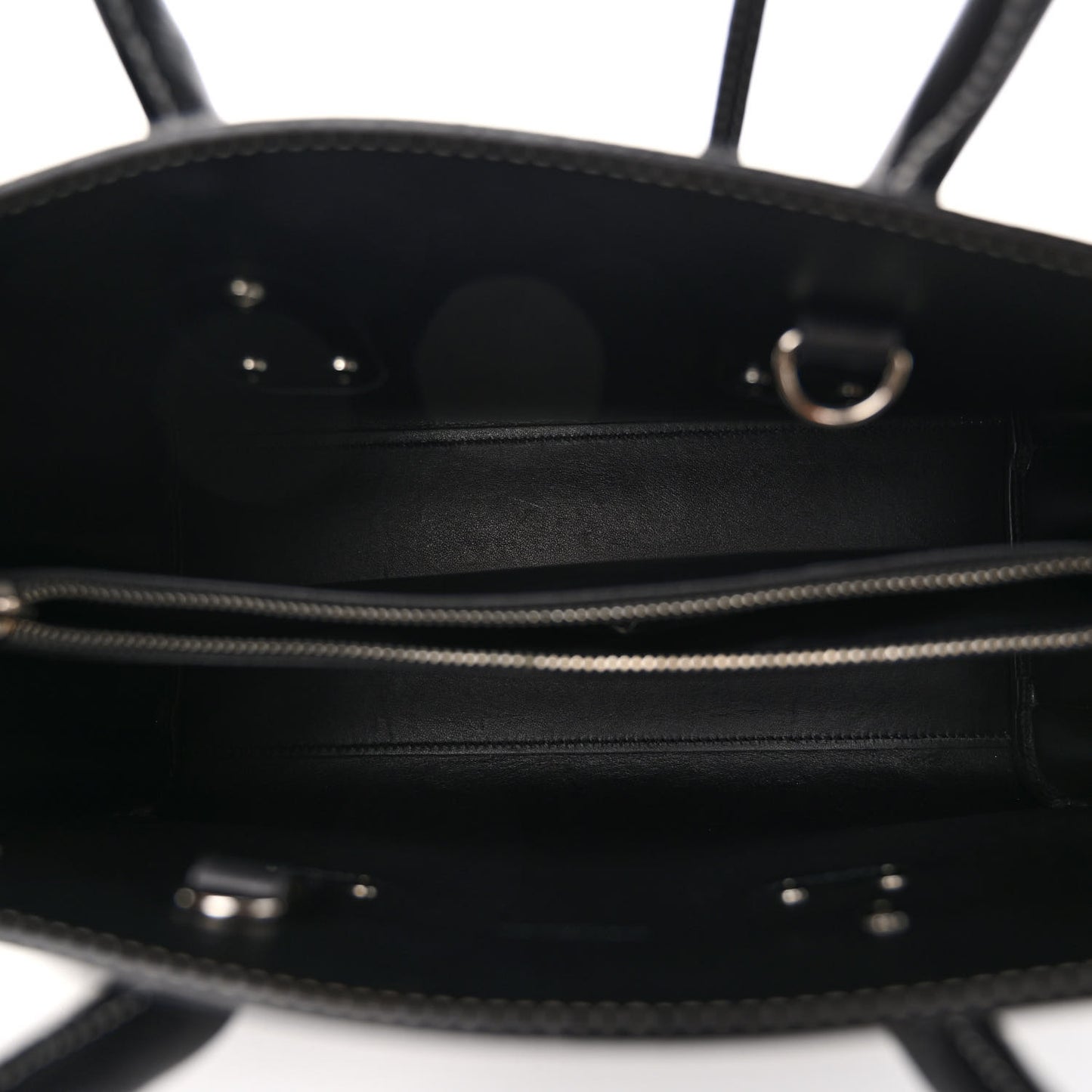 Grained Calfskin Topstitch Small Sac De Jour Black Porcelain