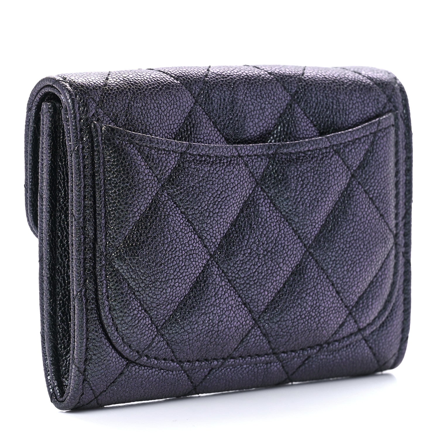 Chanel Iridescent Caviar Quilted Flap Card Holder Wallet Black 2 of 10