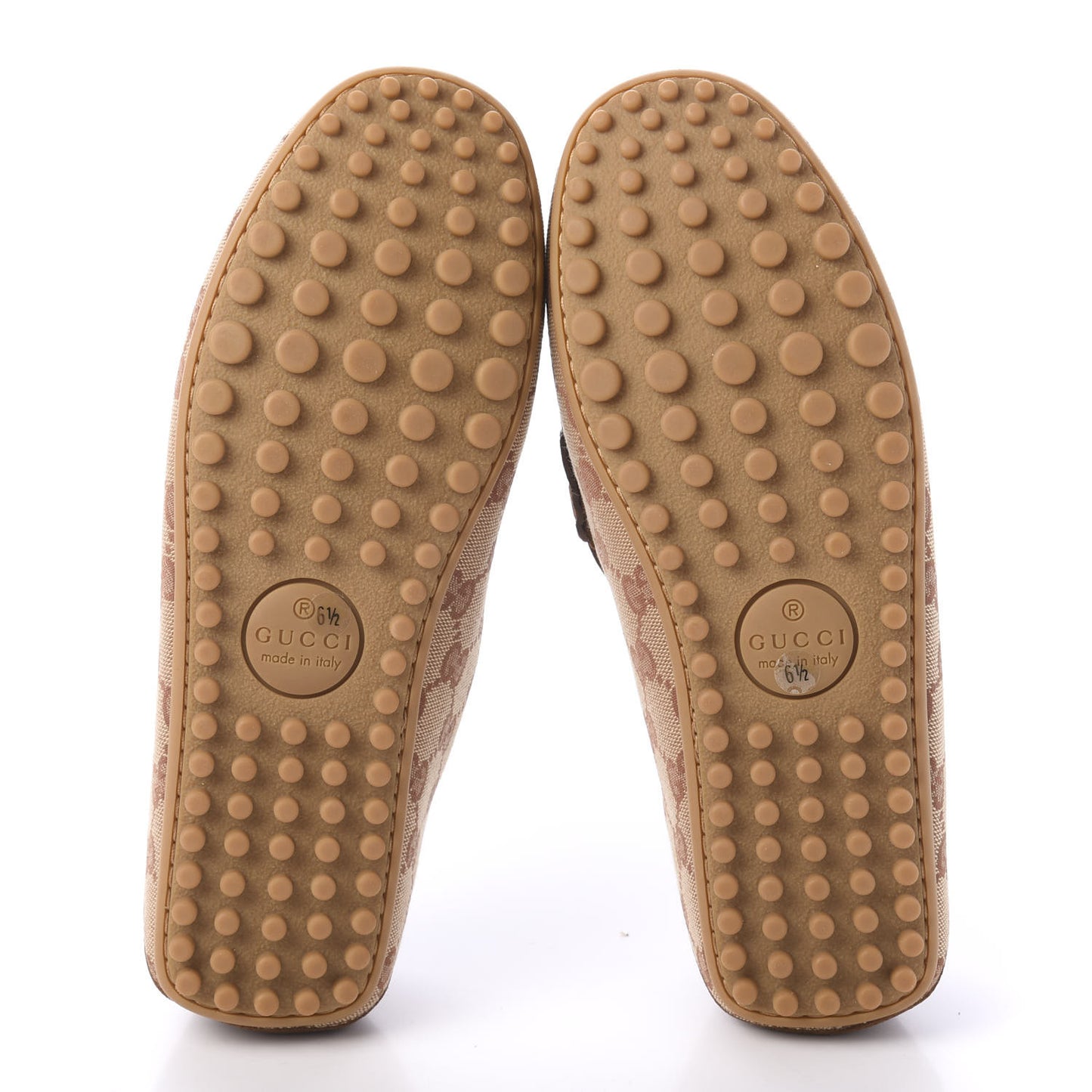 GG Monogram Suede Mens Driver Loafers 6.5 Beige Ruggine Cuir