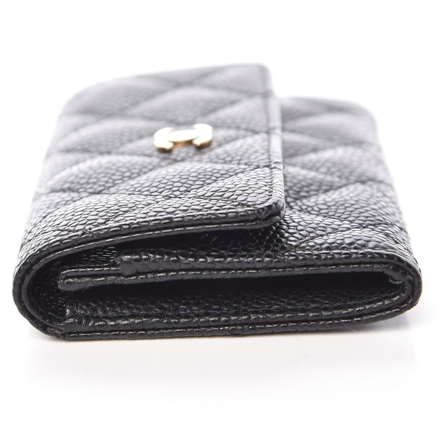 Caviar Quilted Flap Card Holder Black