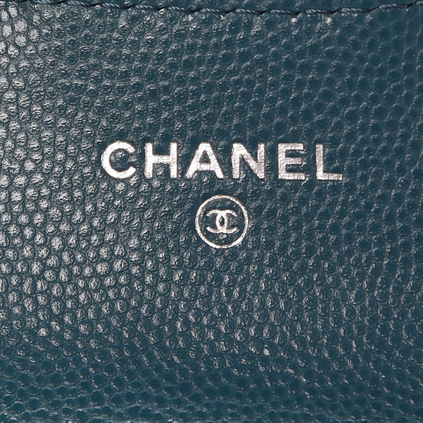 Caviar Quilted Card Holder Wallet Dark Turquoise