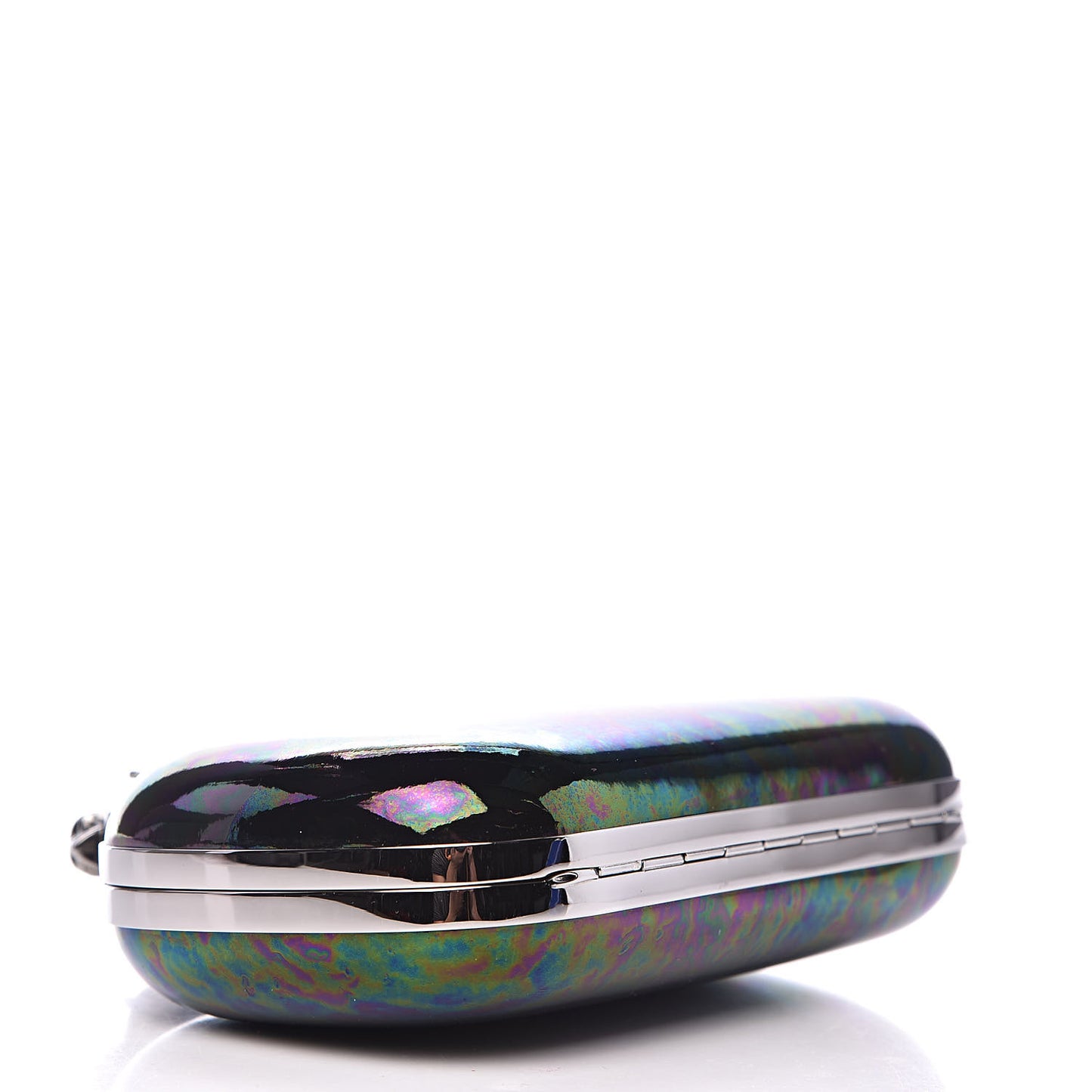 Patent Skull Knuckle Oil Slick Duster Box Clutch Multicolor