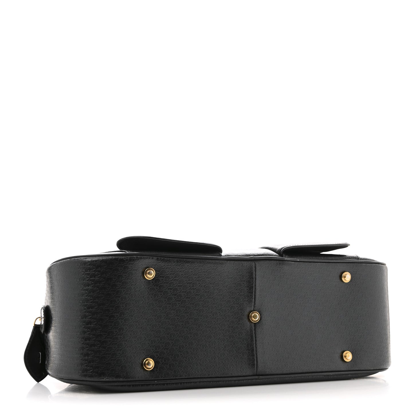 Patent Calfskin Embossed Saddle Bowler Black