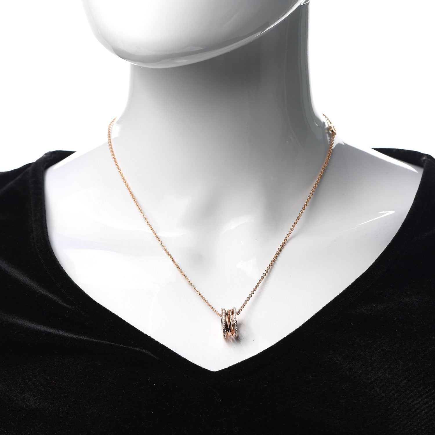 Bulgari 18K Rose Gold Diamond B.Zero1 Open Legends Pendant Necklace 2 of 9