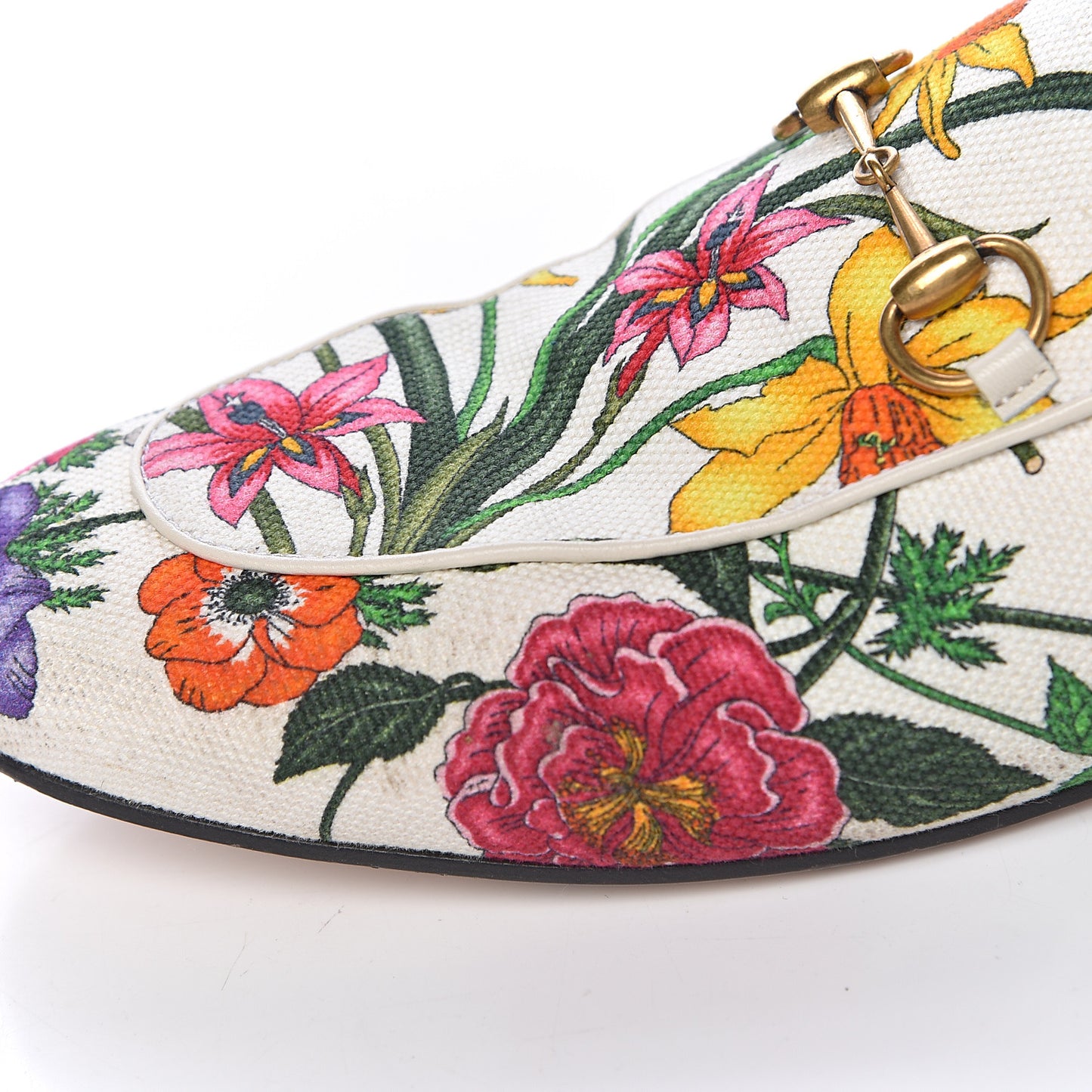 Canvas Flora Womens Princetown Slippers 39 White Multicolor