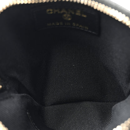 Chanel Caviar Quilted Crystal Zip Card Holder Wallet Black 5 of 7
