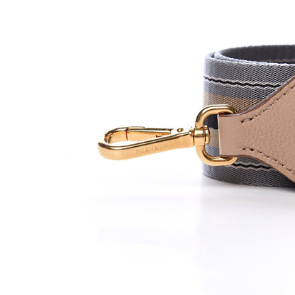 Prada Vitello Daino Striped Fabric Shoulder Strap Cammeo 3 of 3
