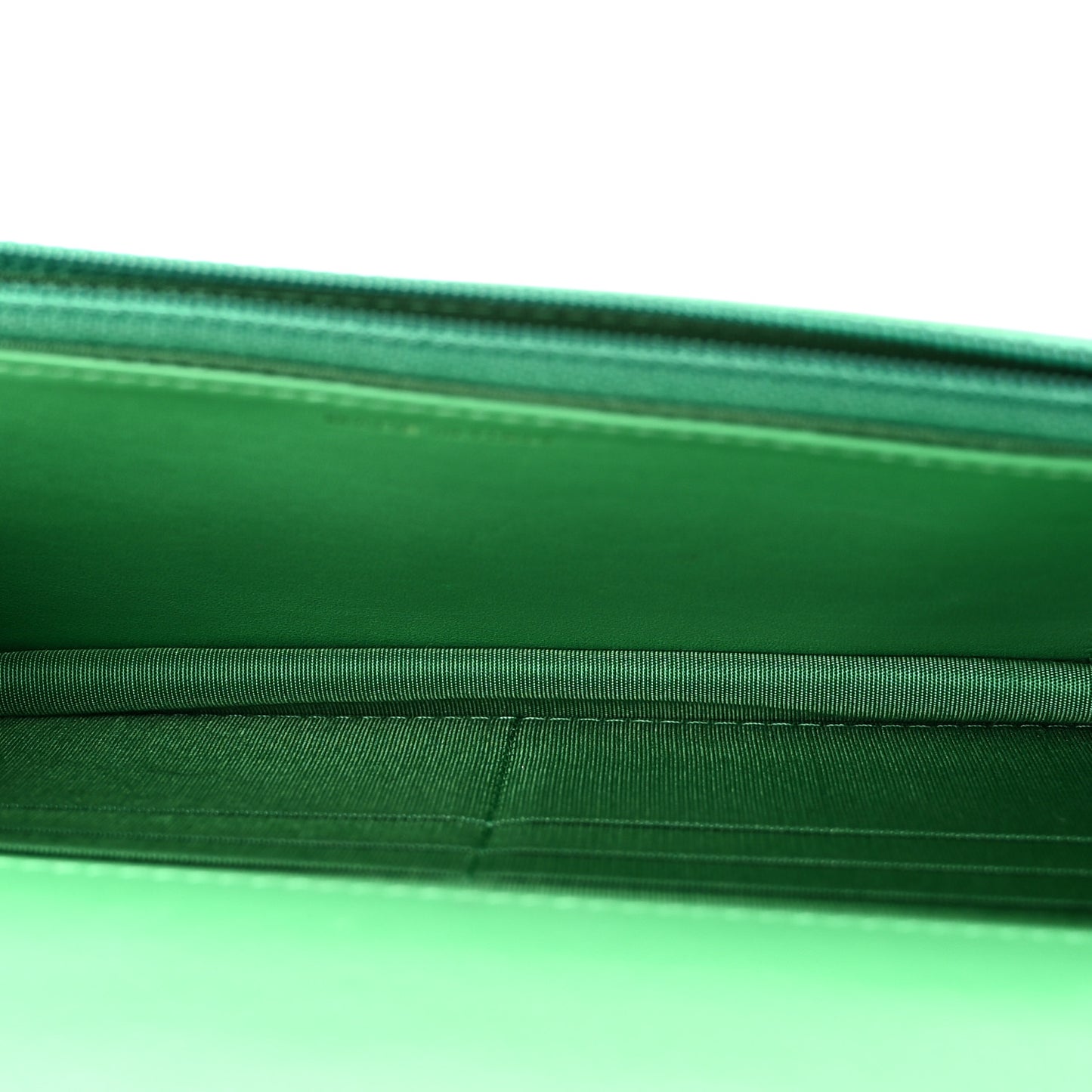 Shiny Goatskin Quilted Chanel 19 Wallet On Chain WOC Green