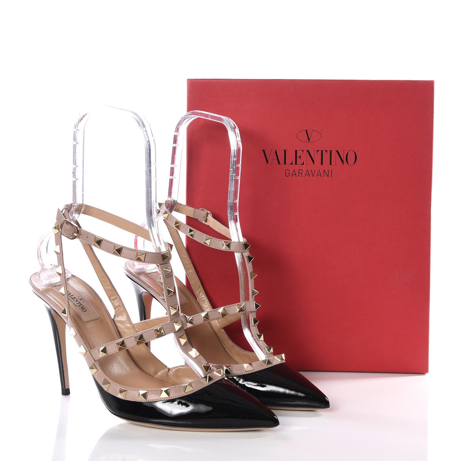 Valentino Garavani Patent Nappa Rockstud Ankle Strap 100mm Pumps 41 Black Poudre 9 of 9