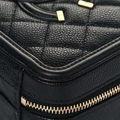 Chanel Caviar Quilted Small CC Filigree Vanity Case Black 10 of 12