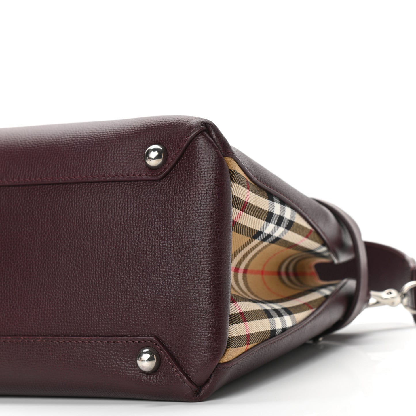 Grainy Calfskin House Check Medium Banner Tote Mahogany Red