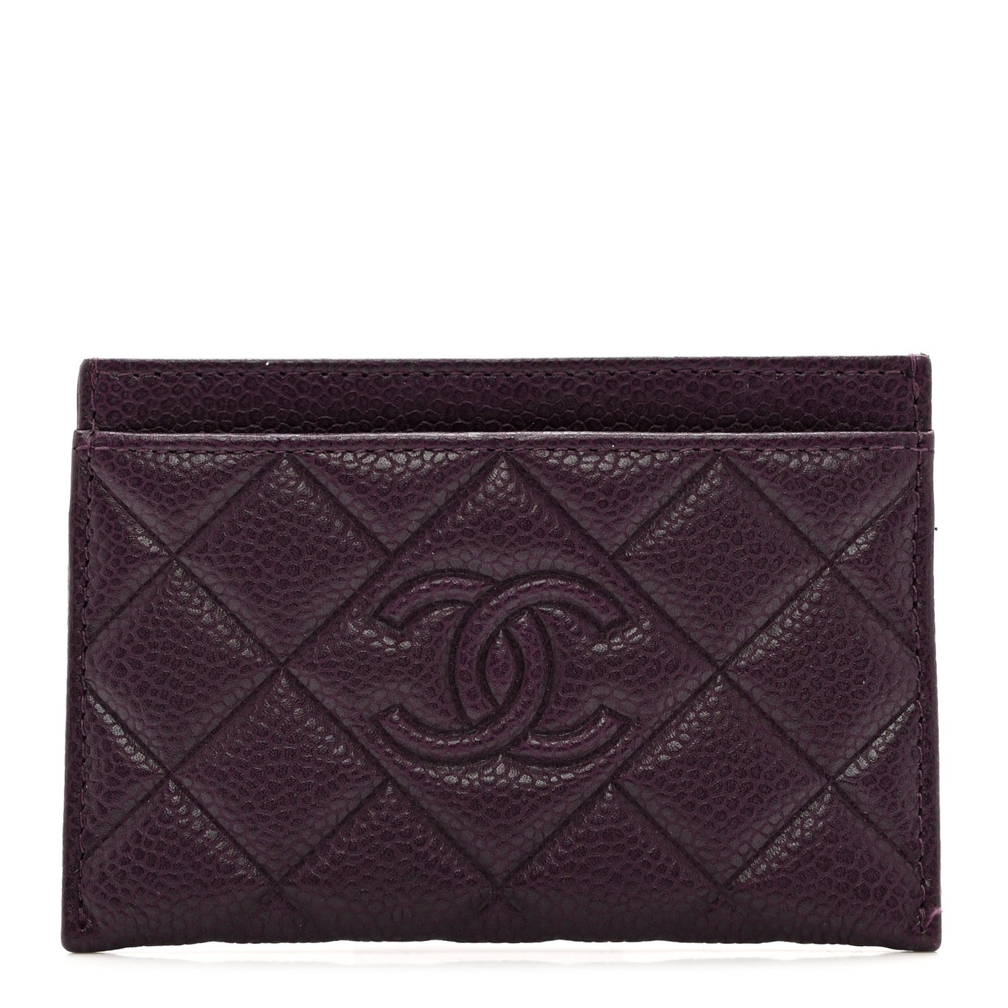 Caviar Quilted Diamond CC Card Holder Purple
