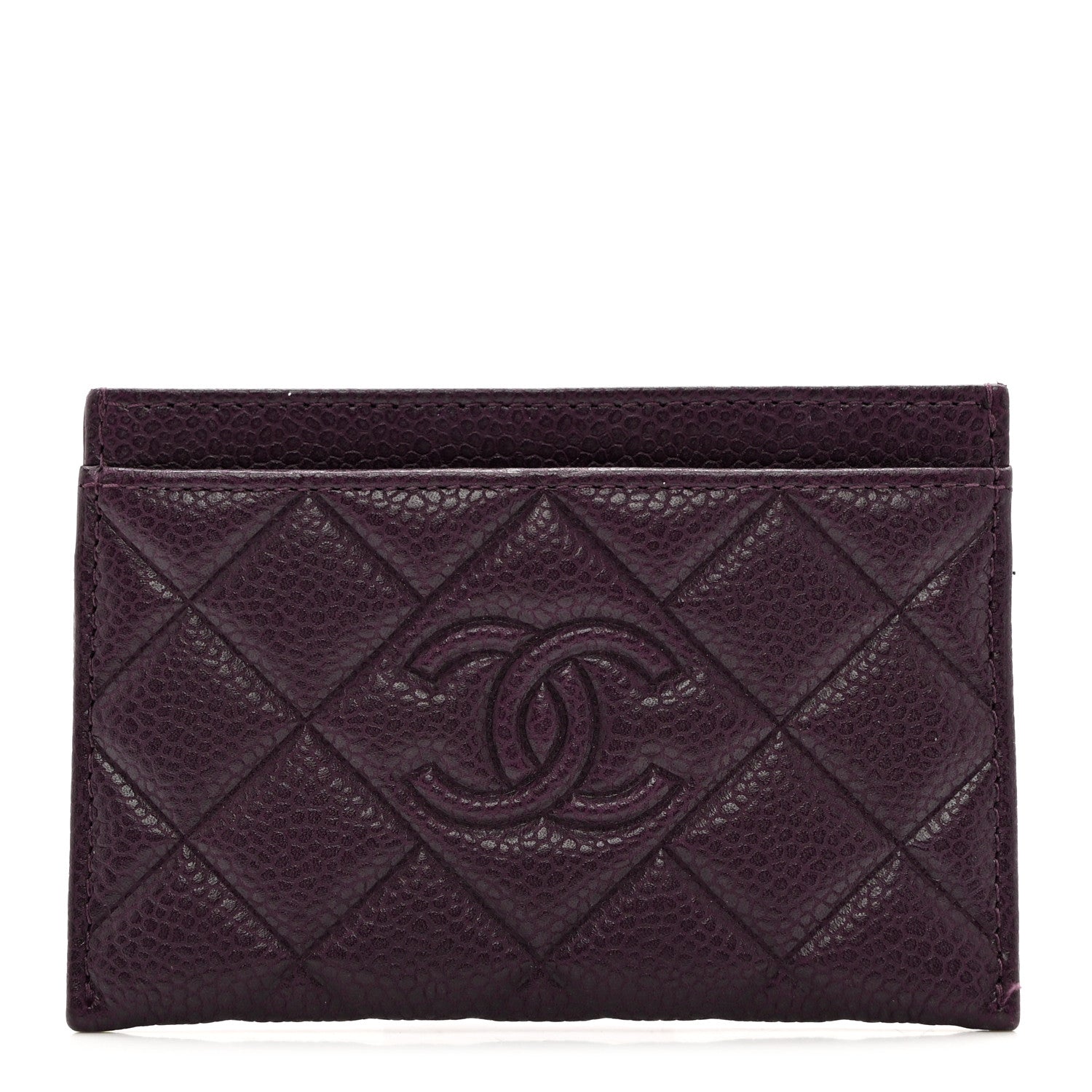Chanel Caviar Quilted Diamond CC Card Holder Purple 1 of 9