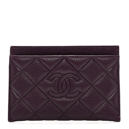 Chanel Caviar Quilted Diamond CC Card Holder Purple 1 of 9