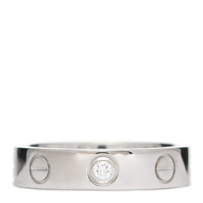 Cartier 18K White Gold Diamond 4mm LOVE Wedding Band Ring 46 3.75 1 of 8
