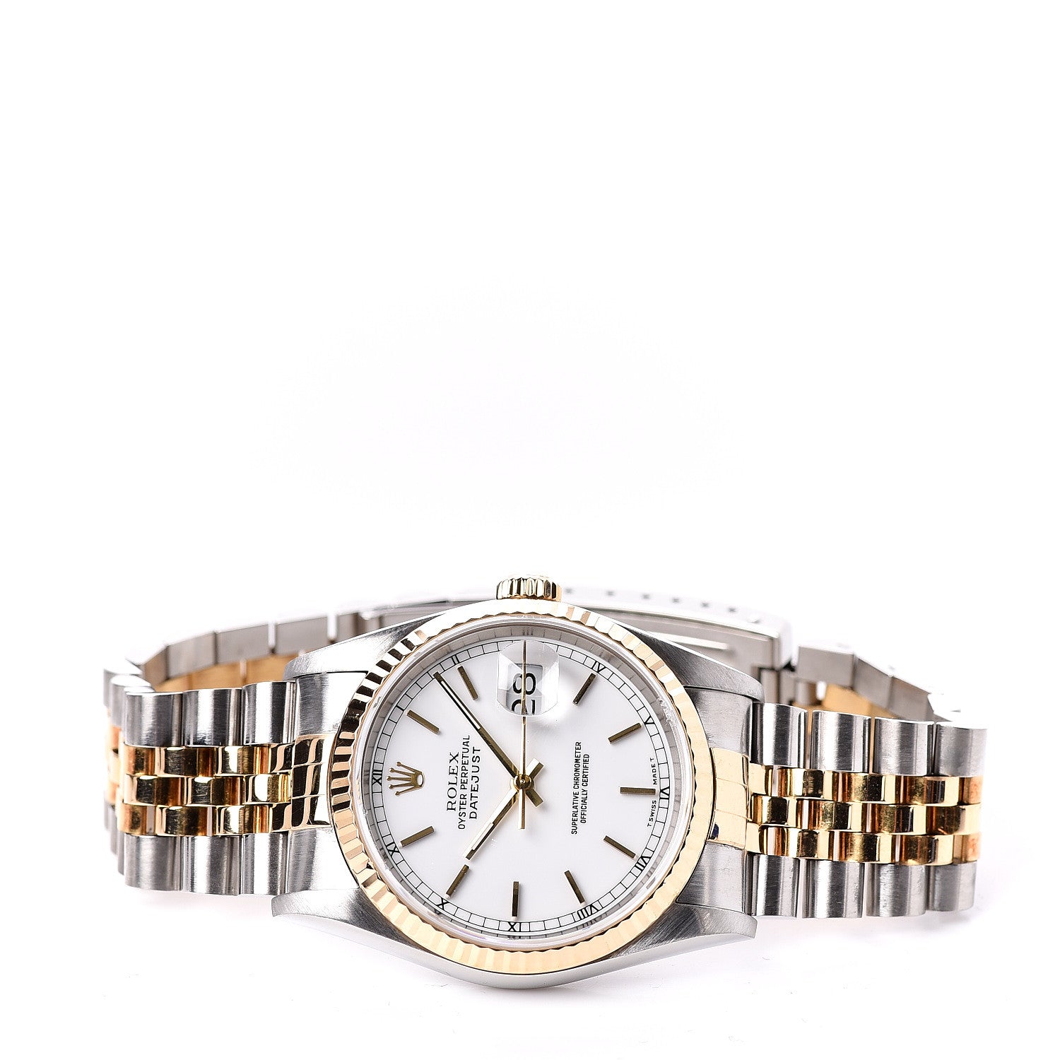 Rolex Stainless Steel 18K Yellow Gold 36mm Oyster Perpetual Datejust Watch White 16233 3 of 6