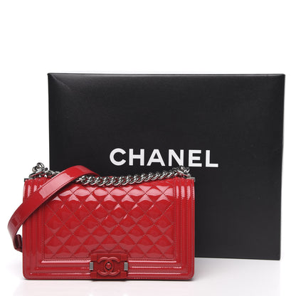 Chanel Patent Calfskin Quilted Medium Plexiglass Boy Flap Red 11 of 11