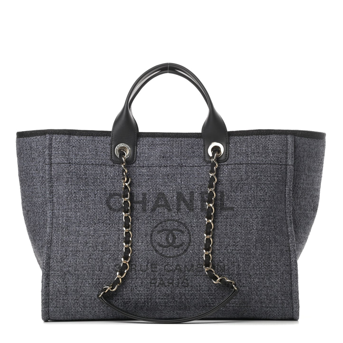 Lurex Boucle Medium Deauville Tote Black