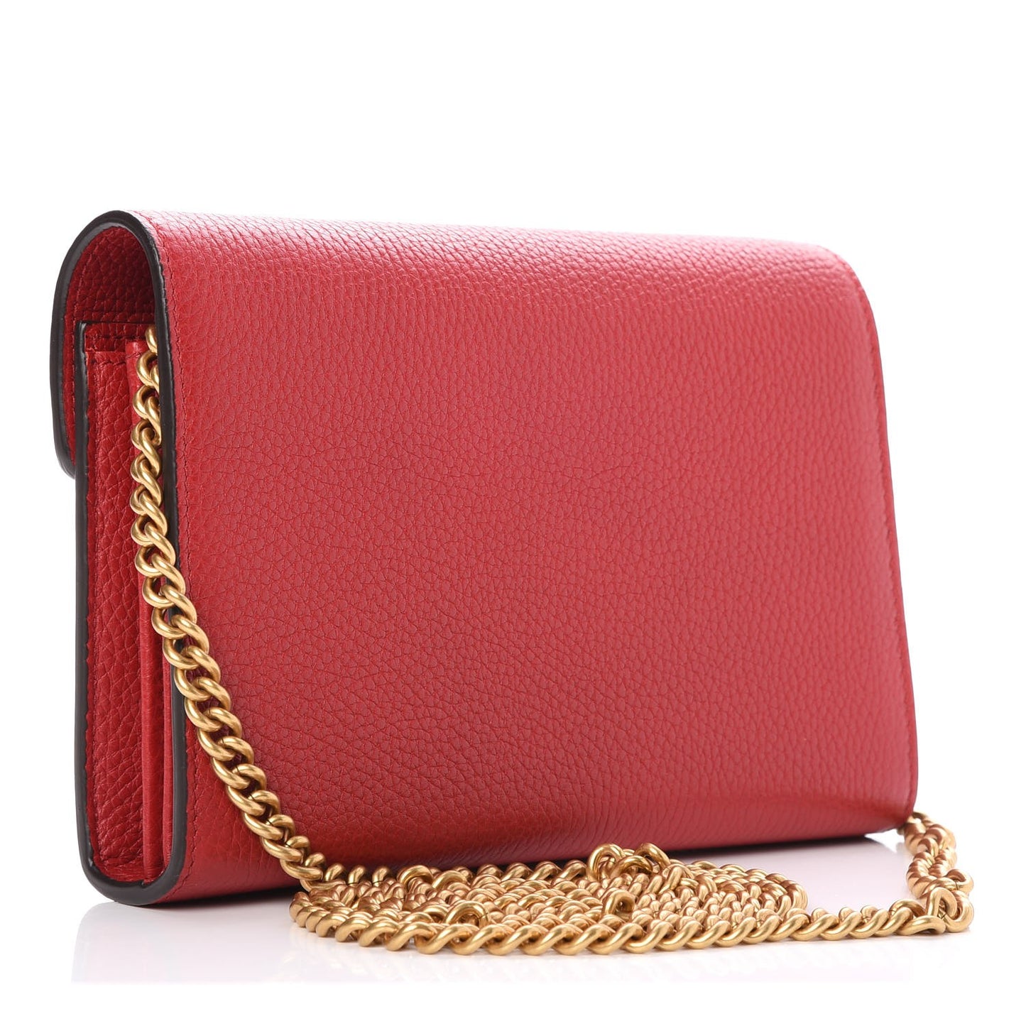 Calfskin GG Marmont Chain Wallet Vulcanic Red