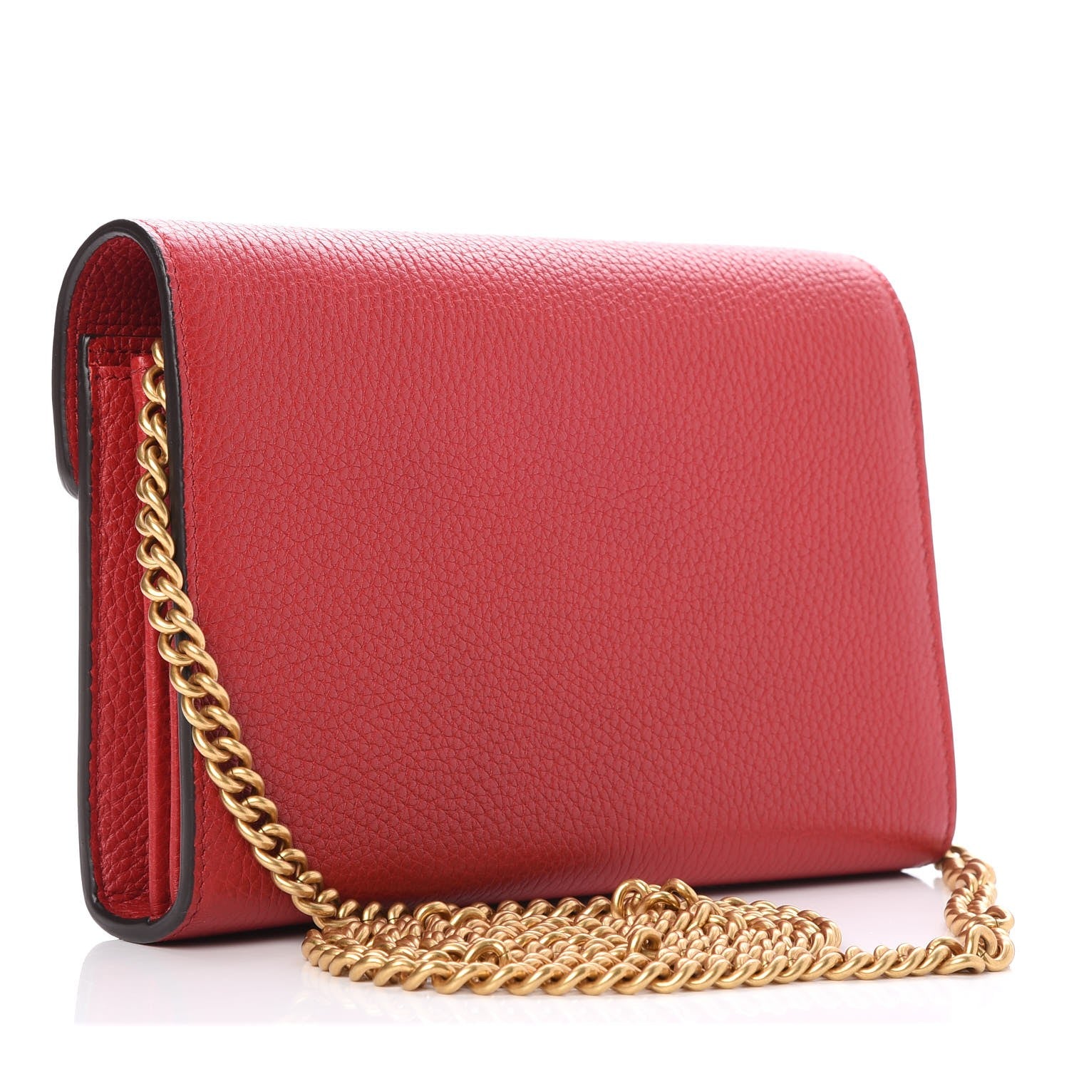 Gucci Calfskin GG Marmont Chain Wallet Vulcanic Red 3 of 8