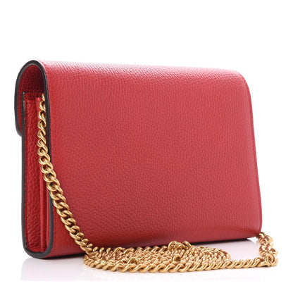 Gucci Calfskin GG Marmont Chain Wallet Vulcanic Red 3 of 8