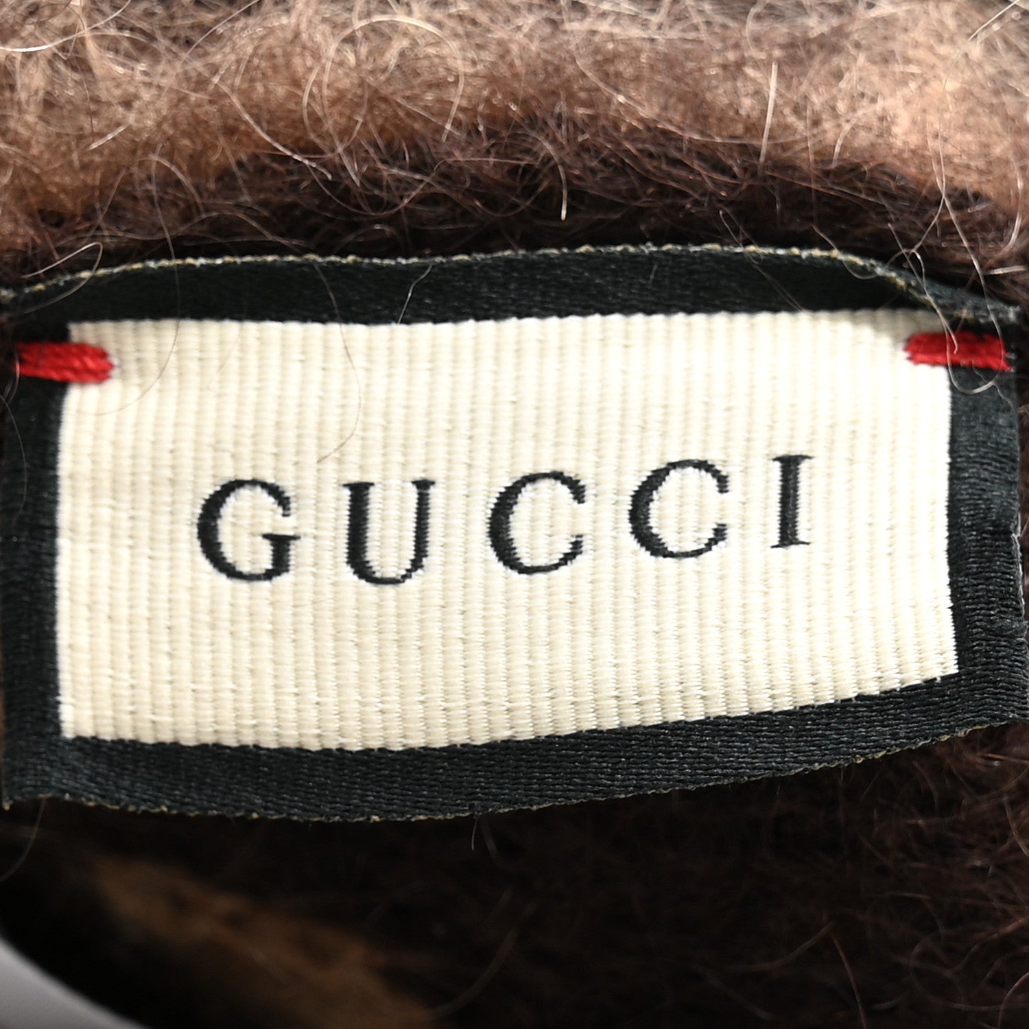 Gucci Mohair Monogram Jumbo GG Brushat Beanie Hat M Beige Dark Brown 5 of 6