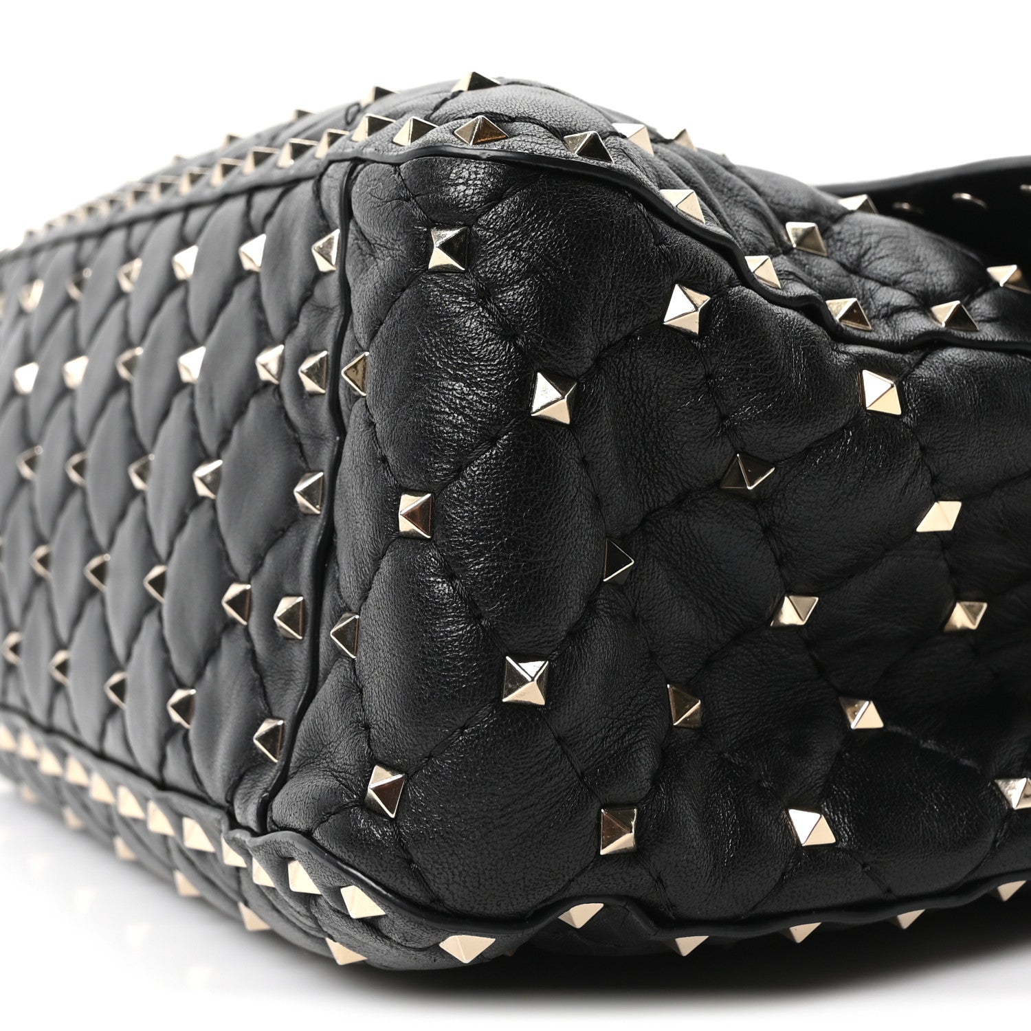 Valentino Garavani Craquele Nappa Large Rockstud Spike Shoulder Bag Black 9 of 9