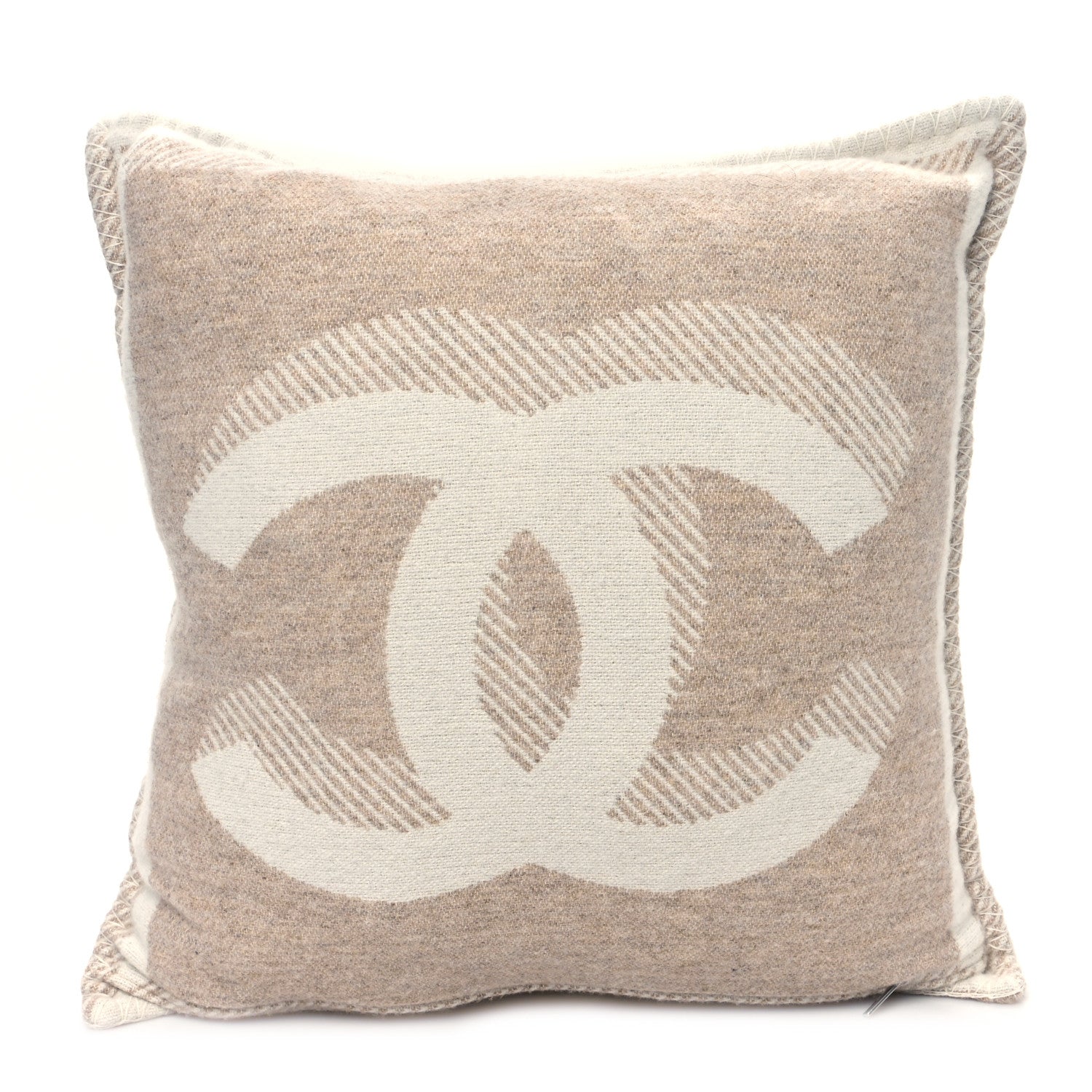 Chanel Merino Wool Cashmere CC Pillow Beige Off White 1 of 3