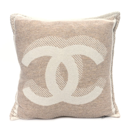Chanel Merino Wool Cashmere CC Pillow Beige Off White 1 of 3