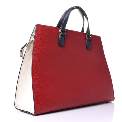 Gucci Dollar Calfskin Large Soho Top Handle Satchel Hibiscus Red Mystic White Blue 3 of 10