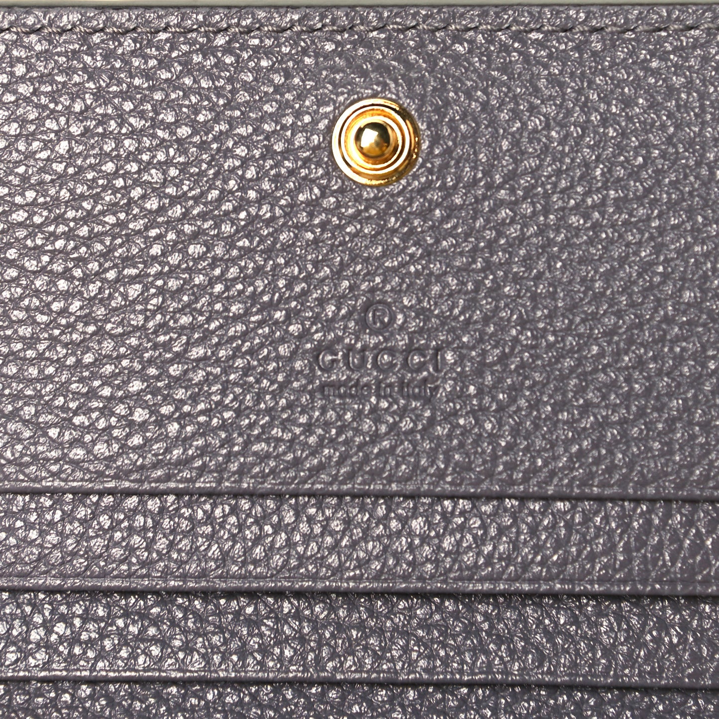 Grainy Calfskin Zumi Chain Card Case Wallet Dusty Grey