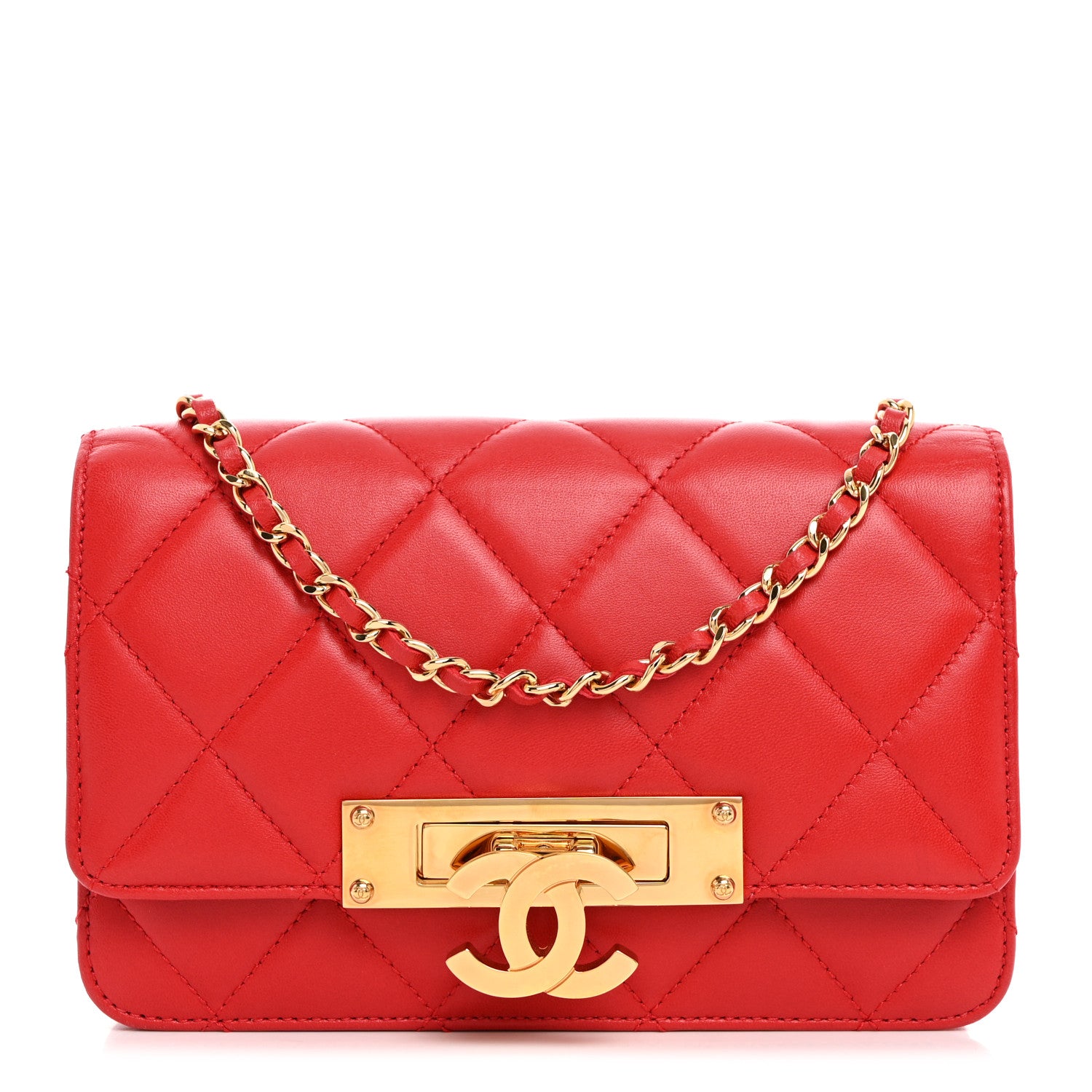 Chanel Lambskin Quilted Golden Class Wallet on Chain WOC Red 1 of 10