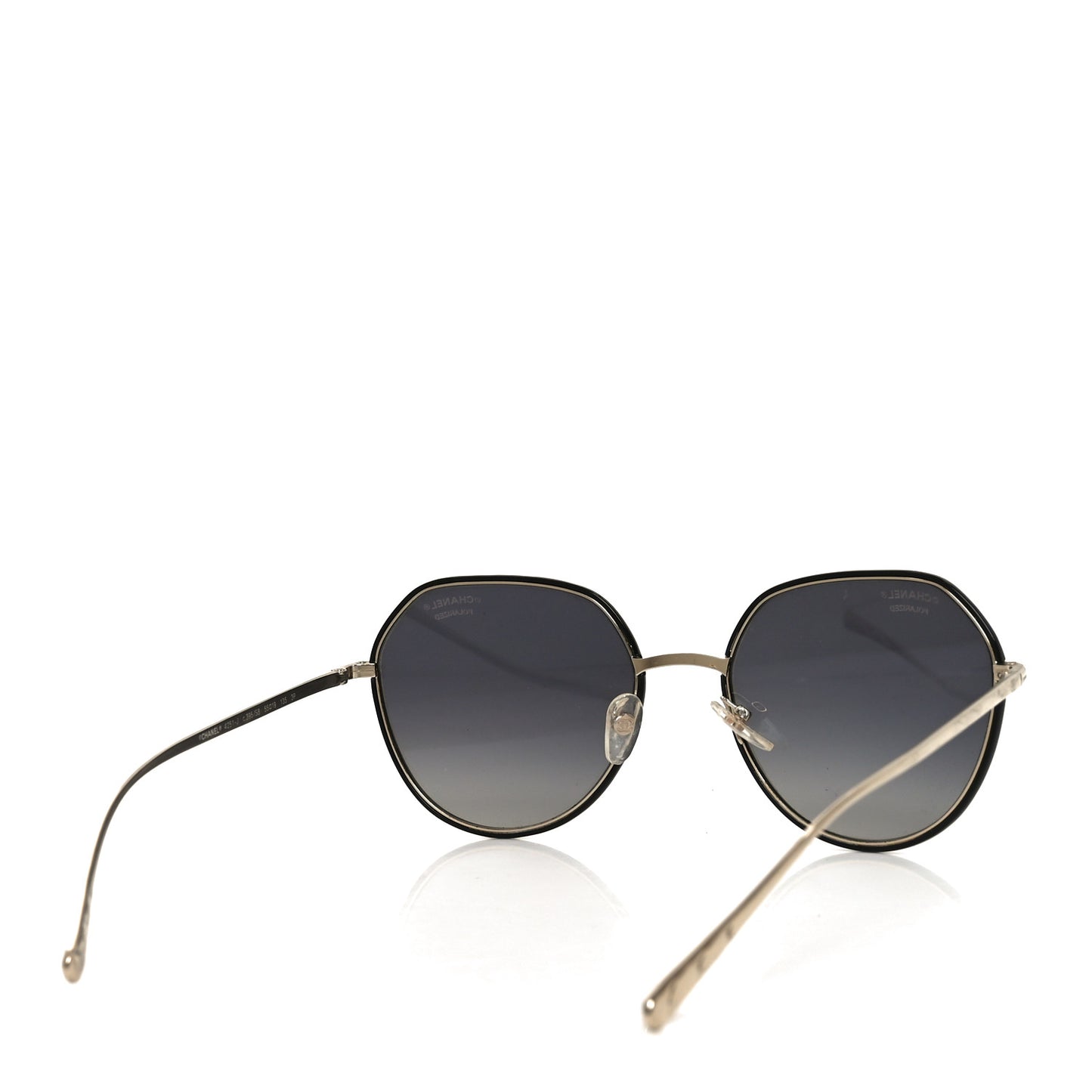 Metal Polarized Round Sunglasses 4251-J Gold Black
