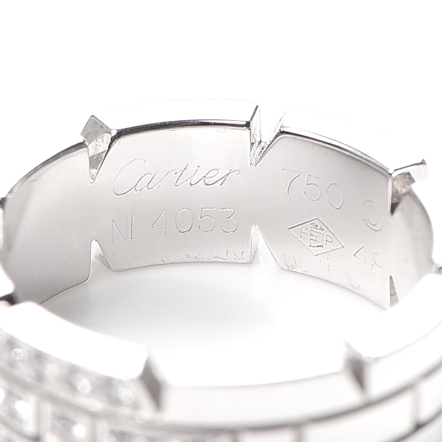 Cartier 18K White Gold Diamond 6mm Tank Francaise Band Ring 48 4.5 4 of 4