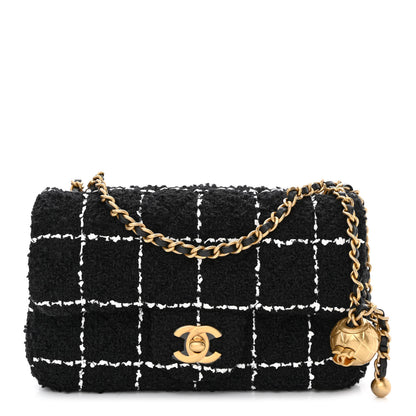 Chanel Tweed Quilted Mini Rectangular Pearl Crush Flap Black 1 of 11