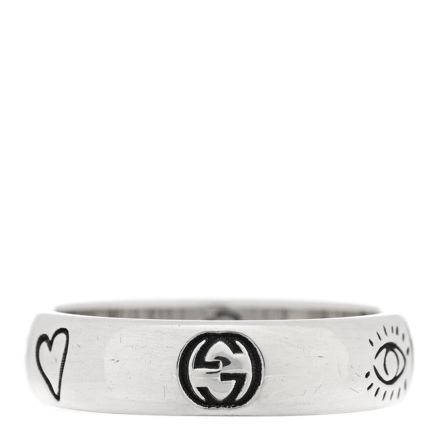 Gucci Sterling Silver Blind for Love Band Ring 55 7.25 3 of 5