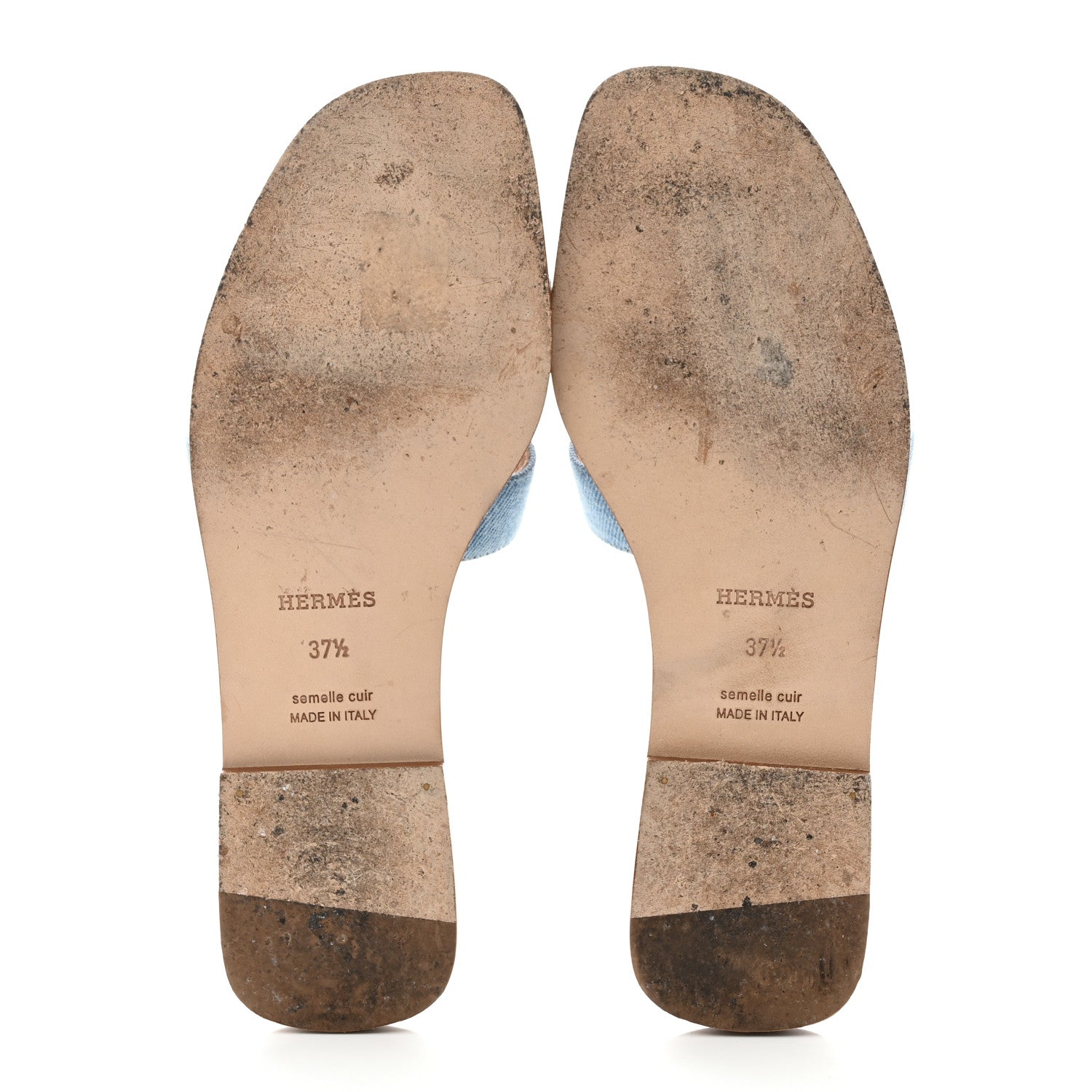 Hermes Denim Canvas Oran Sandals 37.5 Bleu Clair 5 of 9