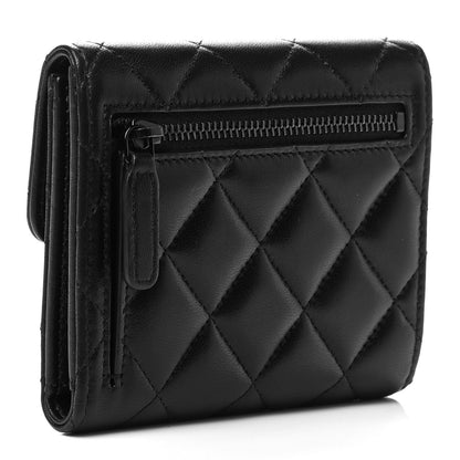 Chanel Lambskin Quilted Compact Flap Wallet So Black 3 of 7