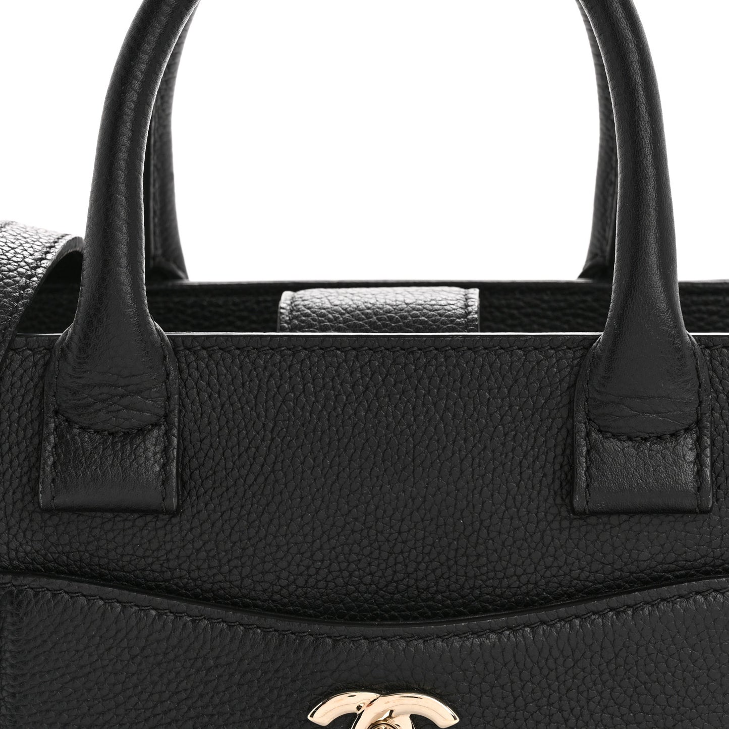 Grained Calfskin Mini Neo Executive Shopper Tote Black