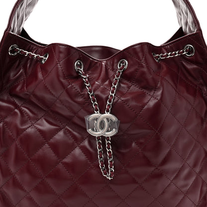 Chanel Shiny Crumpled Calfskin Quilted Medium Chanel 25 Handbag Dark Burgundy 9 of 11