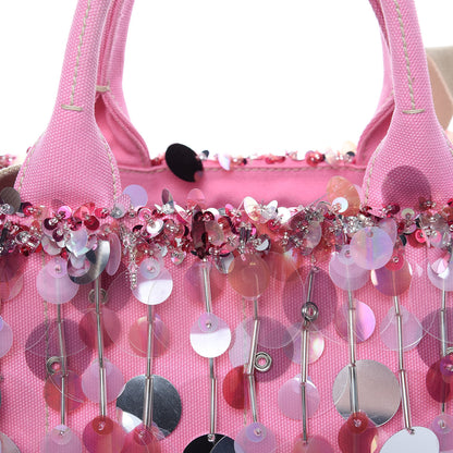 Prada Canapa Sequin Small Tote Geranio 11 of 12