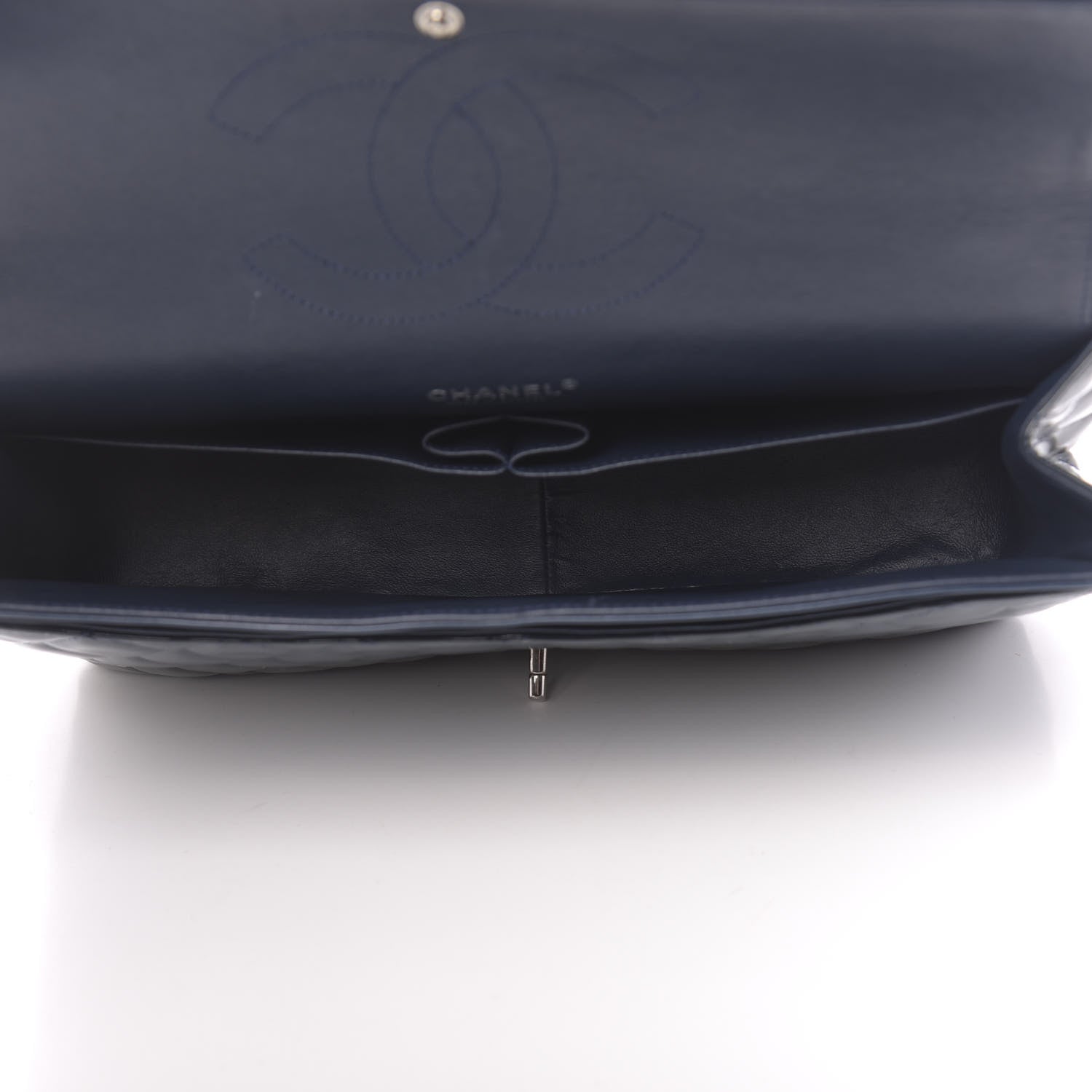 Chanel Patent Quilted Maxi Double Flap Navy Blue 5 of 15