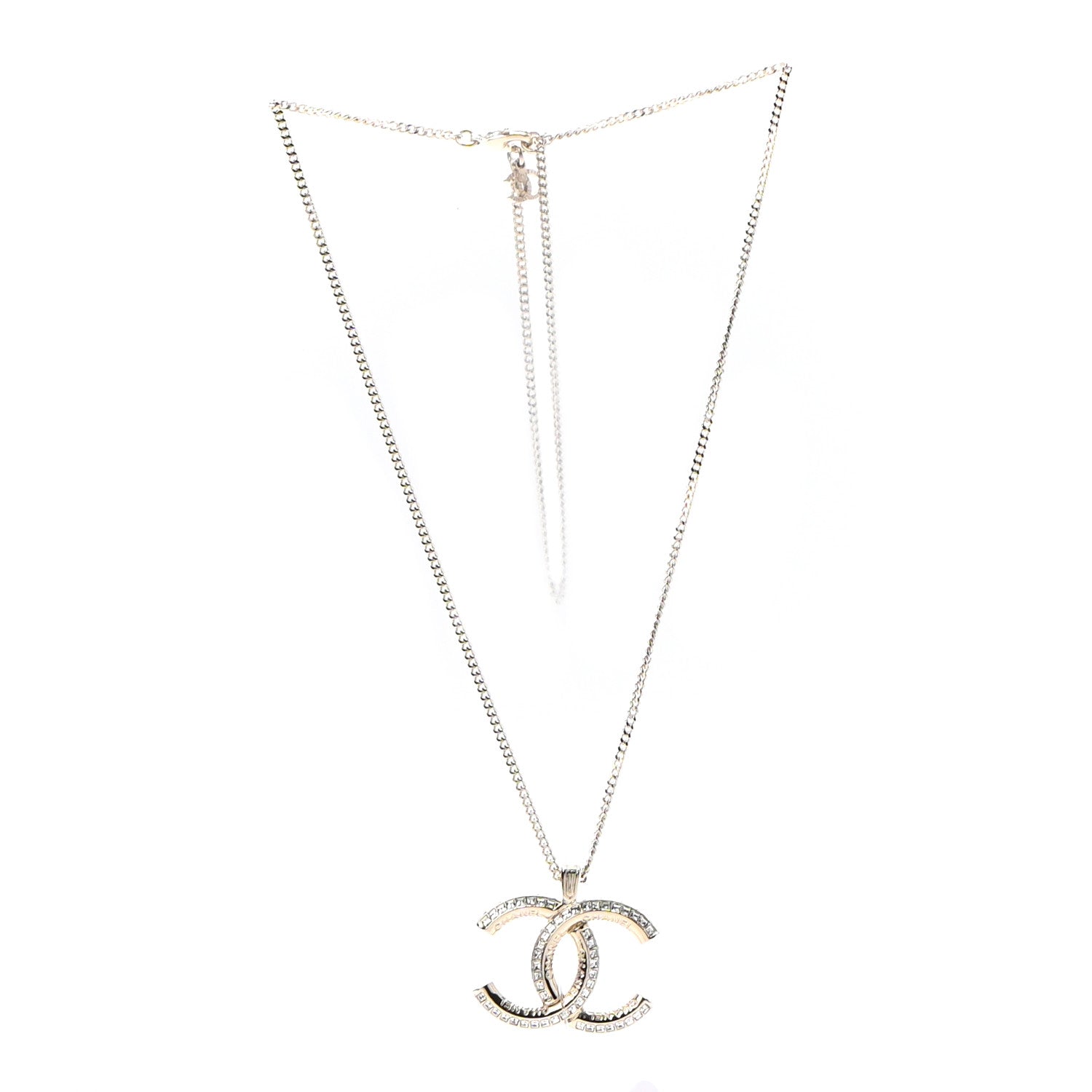 Chanel Crystal CC Chain Necklace Gold 3 of 5
