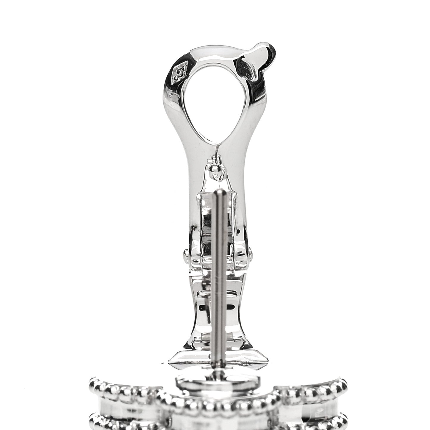 18K White Gold Guilloche Vintage Alhambra Earrings
