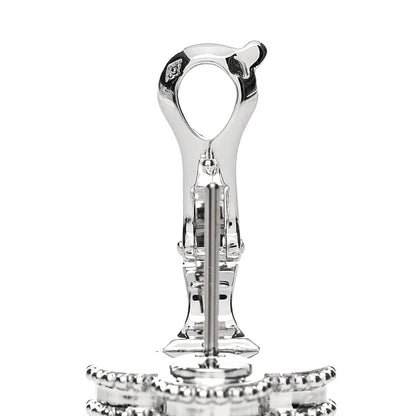 Van Cleef & Arpels 18K White Gold Guilloche Vintage Alhambra Earrings 4 of 5