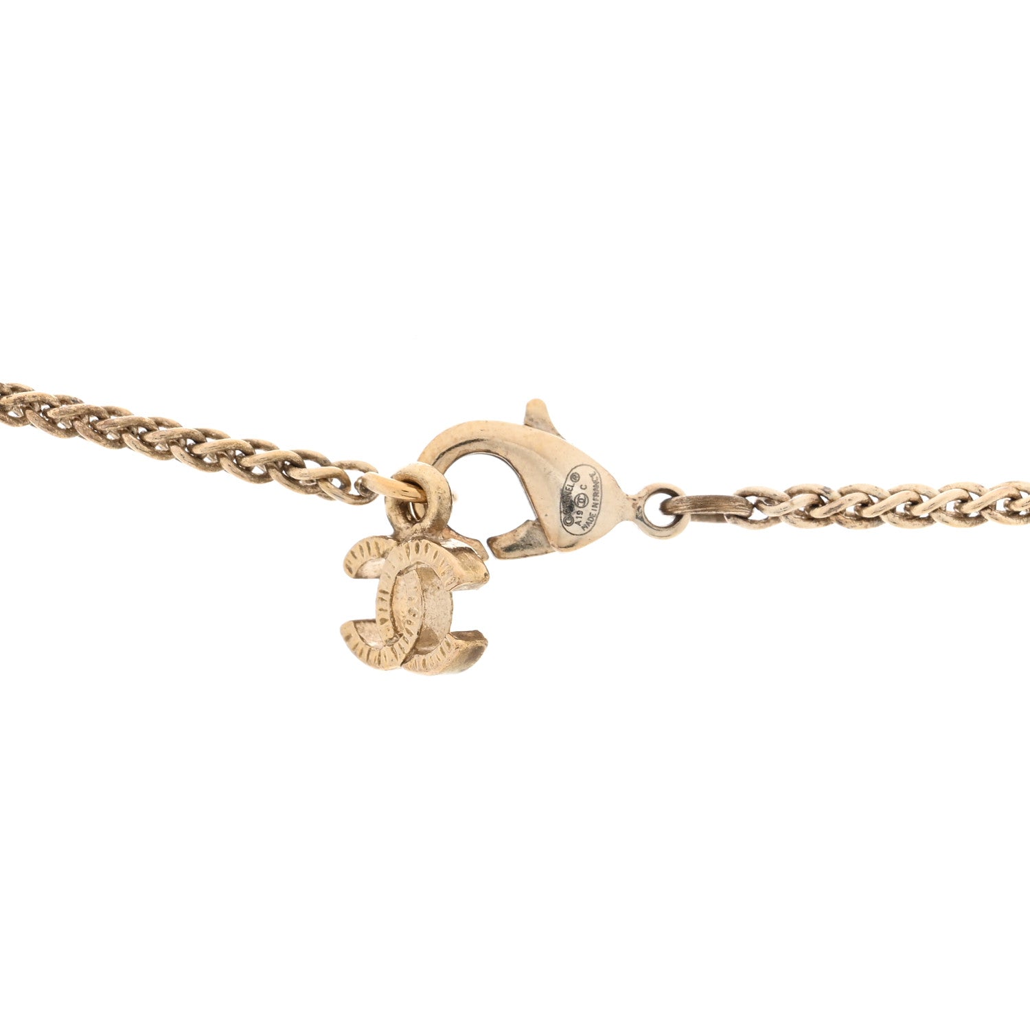 Chanel Pearl CC Pendant Necklace Light Gold 4 of 5