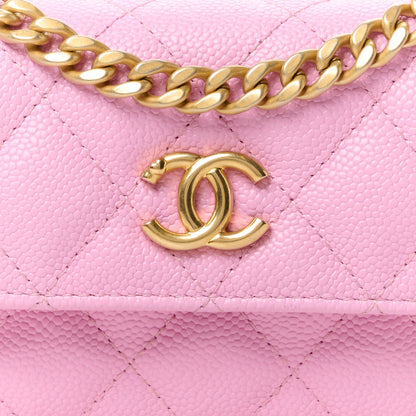 Chanel Caviar Quilted Sweetheart Clutch With Chain Pink 9 of 12