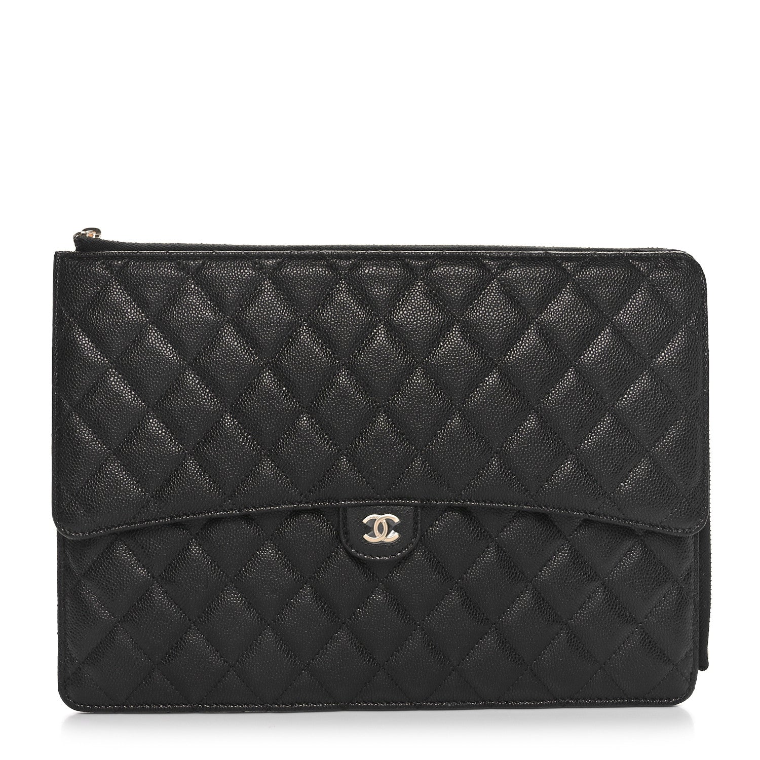 Chanel Caviar Quilted Large Flap Zip Clutch Black 1 of 11