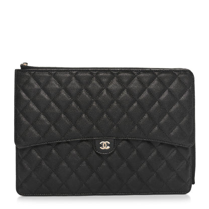 Chanel Caviar Quilted Large Flap Zip Clutch Black 1 of 11
