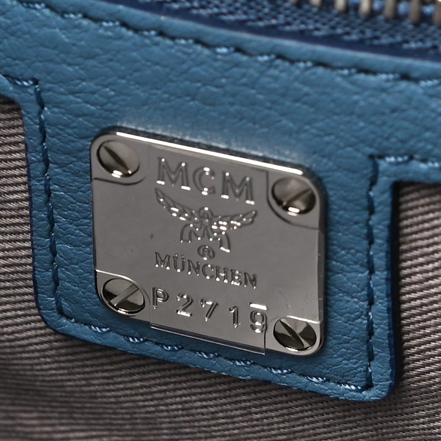 MCM Calfskin Ottomar Monogram Large Klara Hobo Luft Blue 6 of 9